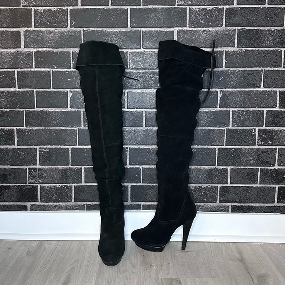 BLACK SUEDE LEATHER HIGH BOOTS - Picture 3 of 9